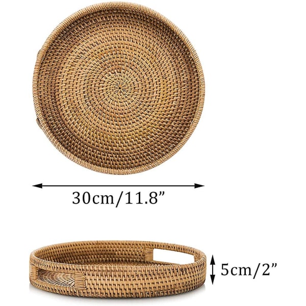 Rattan Serveringsbrett Med Håndtak 30cm Håndvevde Kurvbrett Rattanbrett Rustikt Dekorativt Brett