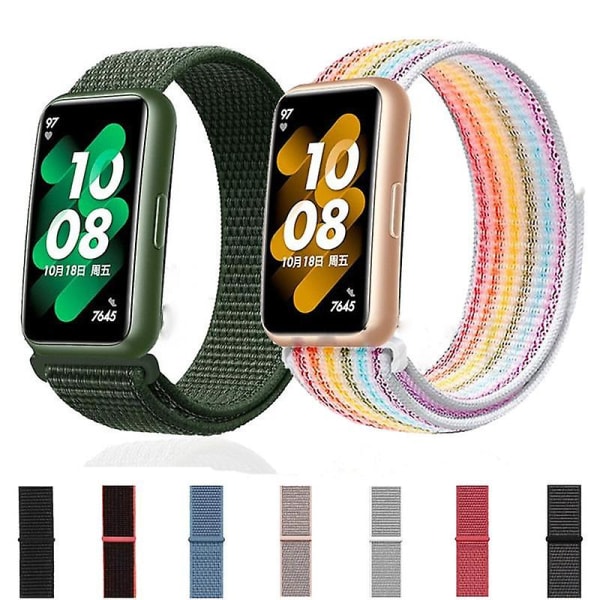 Nylon klockarmband för Huawei Band 7, justerbart spänne ersättning sport handledsband Red Black