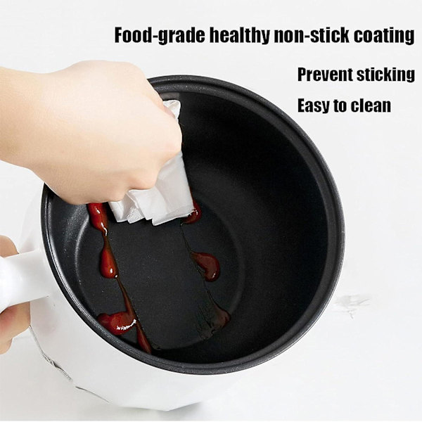 Non-stick elektrisk stekpanna, elektrisk varm gryta, elektrisk spis, multifunktionell minikastrull för nudlar, 1,8 l elektrisk spis med ångställ, med Ste With steamer