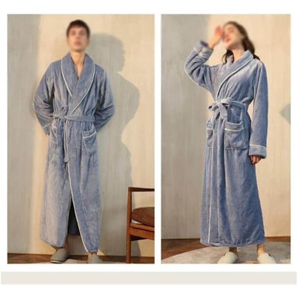 Blød Varm Teddy Fleece Badekåbe Lang Plys Kåbe til Kvinder XL