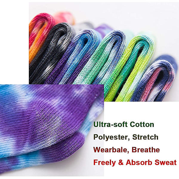 Uformelle Tie-dye Myke Bomullsstrømper Crew Cushion Nyhet Morsomme Atletiske Sokker