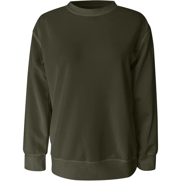 Dam tröja höst crewneck sweatshirt lätt vikt casual långärmad oversized sweatshirt söt pullover passform hoodies toppar m2 army Green Large