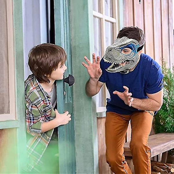 Verinen eläinnaamio Pelottava Tyrannosaurus Rex Dinosaurusnaamio Käärmeen suu Halloween Lateksi Godzilla Päänsuojus Blue