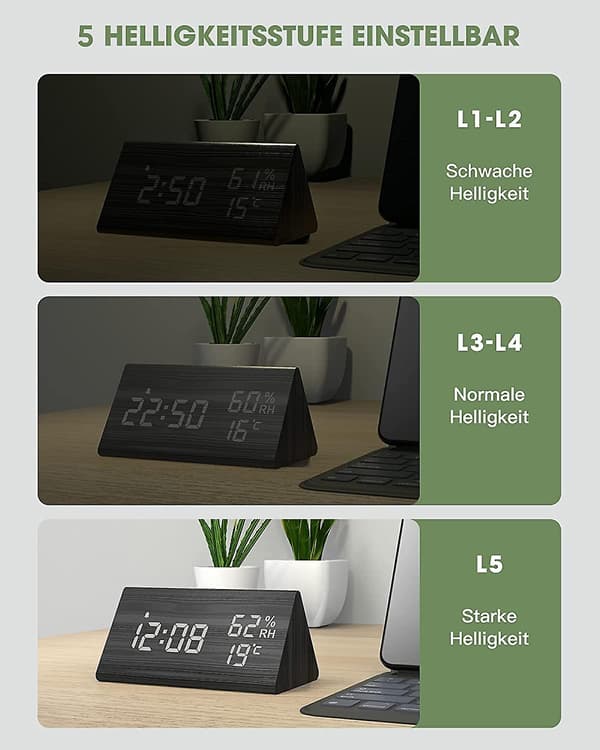 Herätyskello Digitaalinen LED-herätyskello Puu