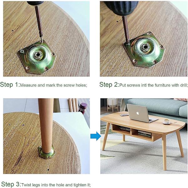 12-tums möbelben, runda massiva träbordsben, moderna ersättningsben i mitten av århundradet, perfekta för Ikea-bord, soffa, säng, soffbord, set med Nature Beech 12*2.375*1.625 inches