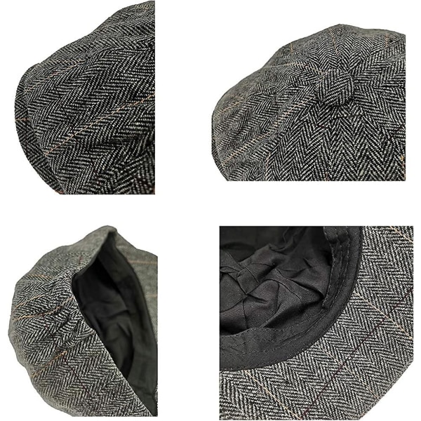 Newsboy Lakki Baker Boy Hattu Litteät Lakit Tweed Säädettävä Peaky Herringbone Kangaslakki Acsergery Lahja