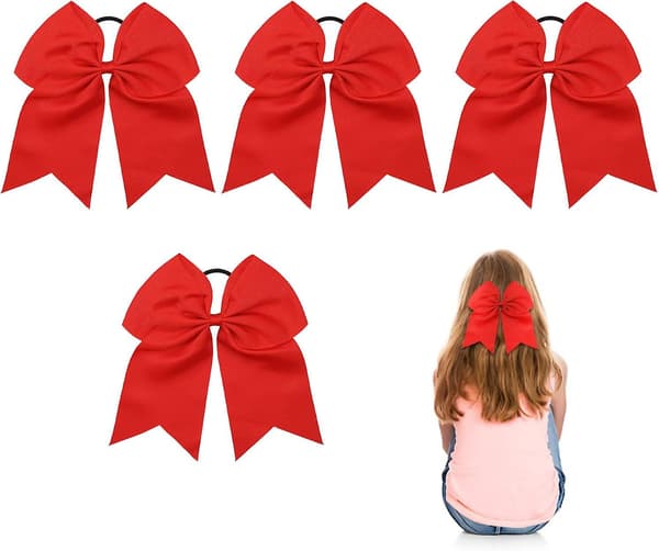 4-pack rosett hårband, rosett hårring, röd hårring, elastiskt hästsvanshår