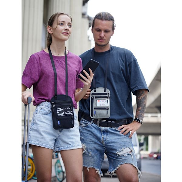 Multifunktionell passväska, crossbody-väska för axeln, förvaringspåse för resebiljetter, dokumentfodral