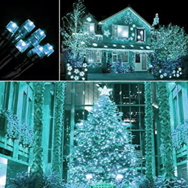 108ft Julelys, 300 LED Lyslenker, 8 Moduser, Plug-in, Fest Hage blue