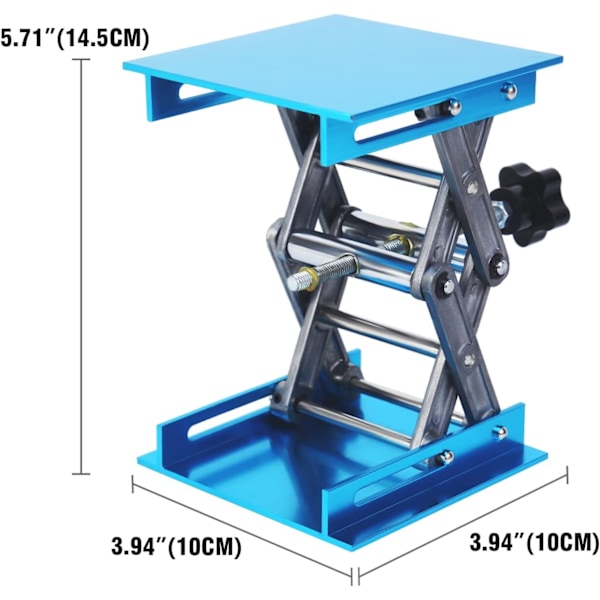 Løftebord Rustfrit Stål Lab Jack Stand Bordløft Laboratorium Mini Sakselift Jack Platform 4\" x 4\" Højde Udvidbar, Lastekapacitet 5KG Blå