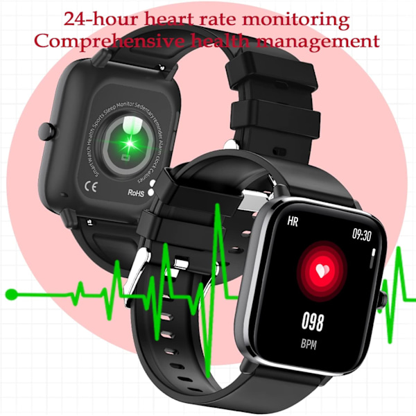 Smartklocka Telefon 1,7 Tum Fitnessklocka Personlig Skärm Sportklocka Musikstyrning *Fitness Tracker Stegräknare Hjärtfrekvens Prognos