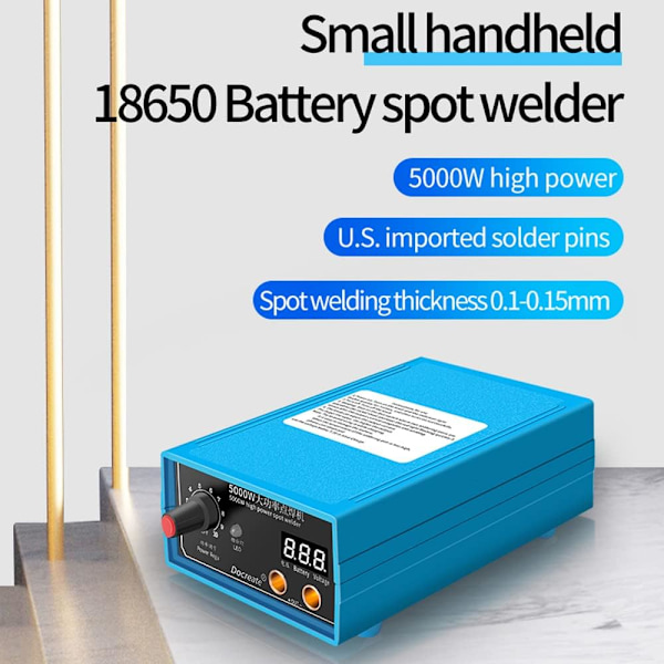 Punktsvets, 5000W Batteridriven Punktsvets, 10 Växlar Utgångseffektjustering, Punktsvetsutrustning för 0,1~0,15mm Nickelplåt, Handhållen Hemsvets