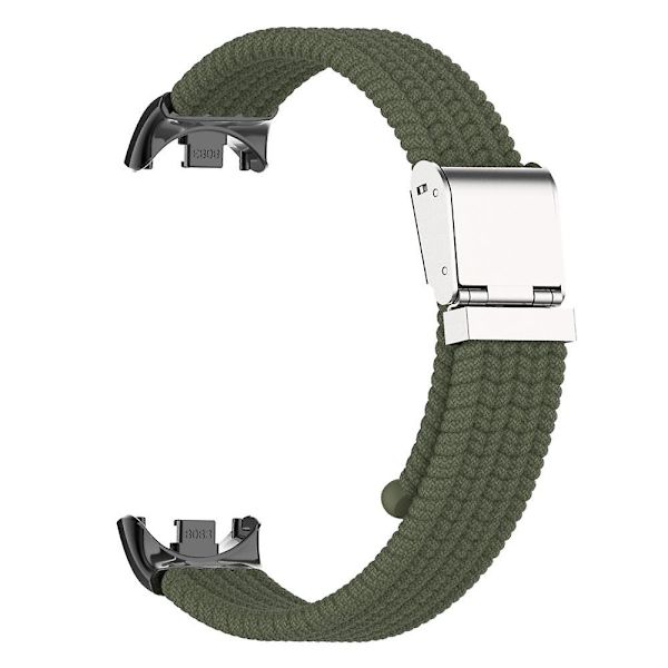 För Xiaomi Smart Band 8 flätad nylon klockarmband justerbart spänne elastiskt band Dark Green