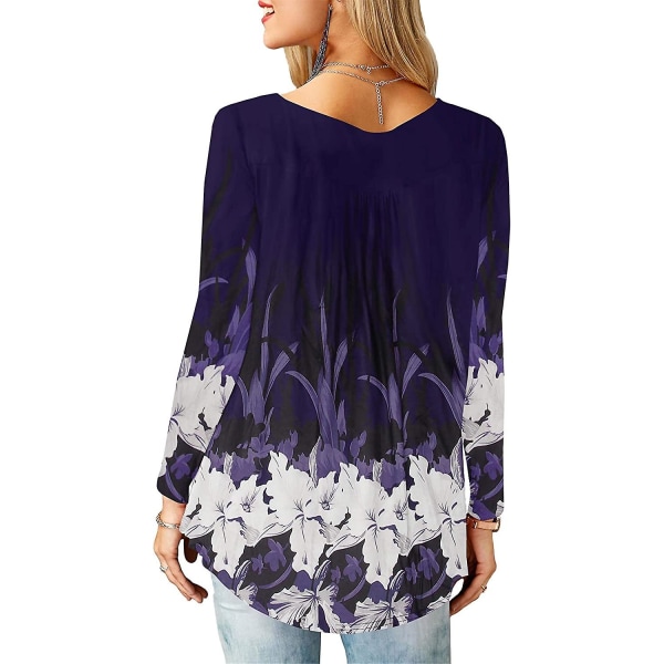 Dame Skjorter Ruffle Løs Knapp Tunic Topper For Kvinner Purpleflo XL
