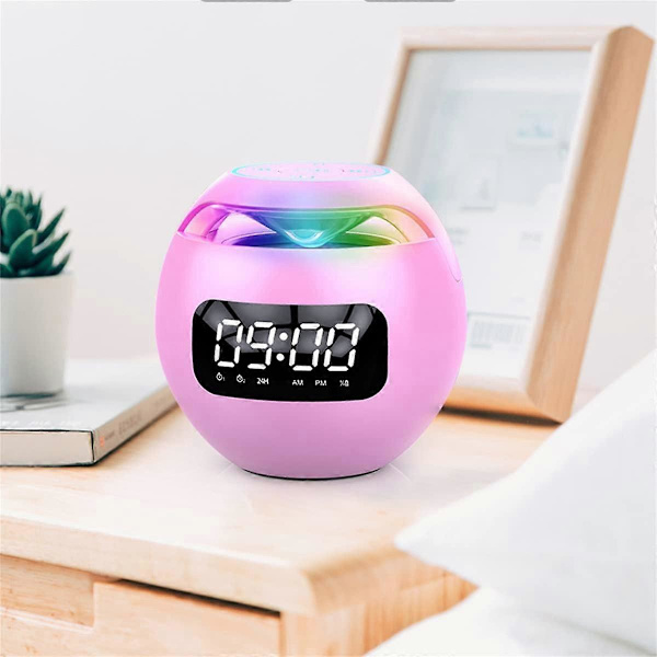 Färgglad trådlös bärbar Bluetooth-högtalare med LED-lampa, mini-woofer med mikrofon och FM-radio med upplyst högtalare A