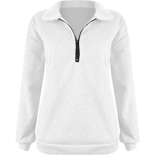Naisten syksyn collegepaidat, Oversized puolivetoketjullinen pitkähihainen collegepaita, neljännesvetoketjullinen trendikäs huppari, asuja teineille m0 white 3X Large