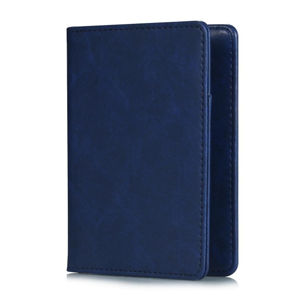 Multifunktionell PU-läder Bi-fold plånboksfodral Passfodral Blue