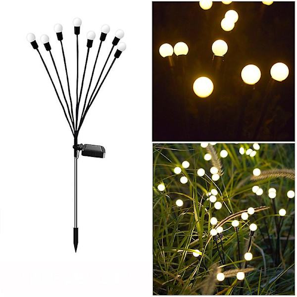 Solcellehavelamper - 2 pak Led Solcelle Sankt Hans Orm Lys Warm 8 head