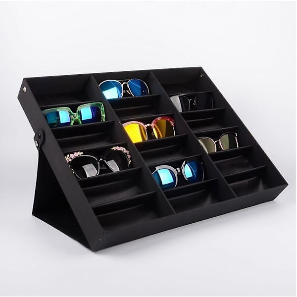18 stk. Solbrille Organizer Brille Display Opbevaringskasse Bakke$brille Bakke Solbrille Display Kasse - 18 Slots Brille Organizer Boks Brilleholder Su Blue Colored Light