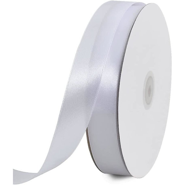 1 tomme x 100 yards Hvid Satinbånd Bredt Ensfarvet Stofbånd Rulle til Gaveindpakning Invitation Blomster Hår Balloner Håndværk Syning Fest Bryllup Ispinde