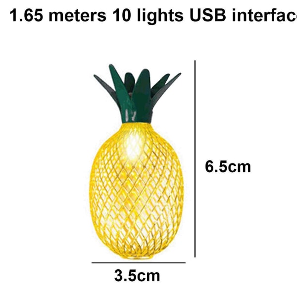 Ananas Lyslenke For Terrasse Hjem Bryllupsfest Soverom Bursdag Hawaii Tropisk Dekor usb models 1.65m 10led