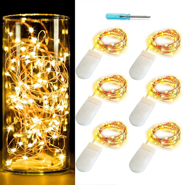 Strålkastare, 2-pack 16,4 fot 50 LED-batterier ingår Drivna dekorativa Twinkle-strängar för inomhus- och utomhusdekorationer Ljussträng endast Warm White 3 2 FT 10 light
