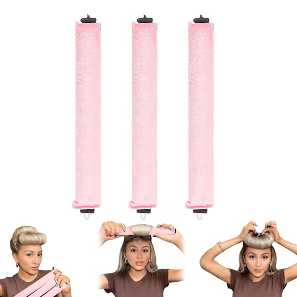 SBSGV 3-pack Värmefria Lockar Hårcurlers, Flexibla Satin Värmefria Långa Hårrullear, Mjuka DIY Våghårrullear Stylingverktyg för Långt Medellångt Hårlås Pink