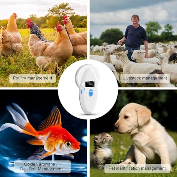 RFID-chipläsare, 134,2 kHz Djur Microchip Identifierare för Husdjur Katt Hund Microchips Transpondrar i Kuddad Väska