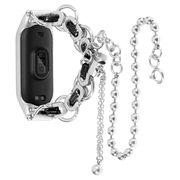 Smart Watch Band For Xiaomi Mi Band 3/4 To-raders erstatningsarmbånd i rustfritt stål Silver Black