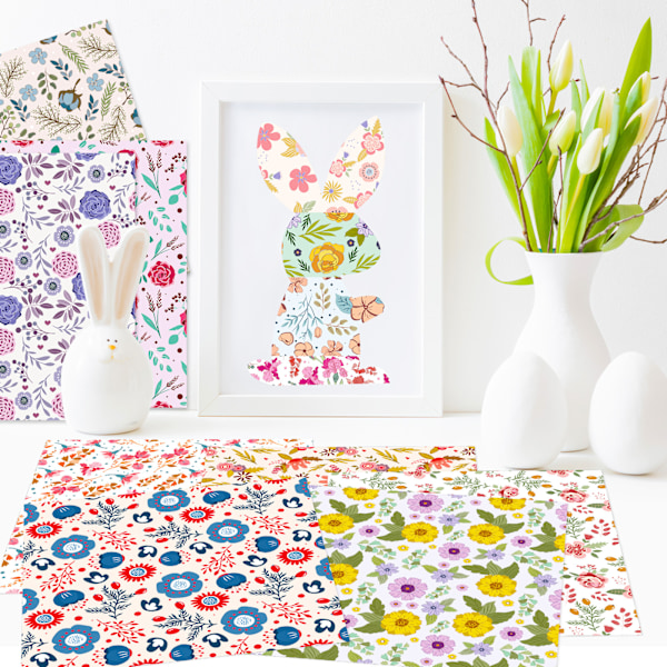 Cardstock-papper 6\"x6\", 48 ark Scrapbook-papper Block Enkelsidigt Blomster Växt Mönster Papper Pack, 12 Designer