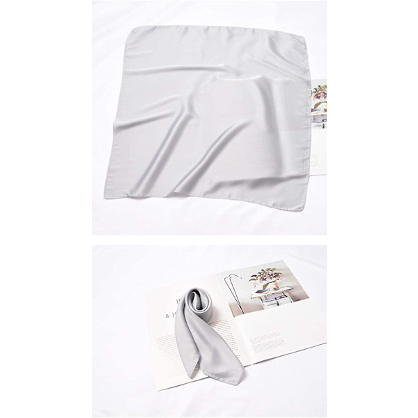 Dam silkesliknande enfärgad fyrkantig Olaof-halsduk mode satin nackhår slips band Light Gray