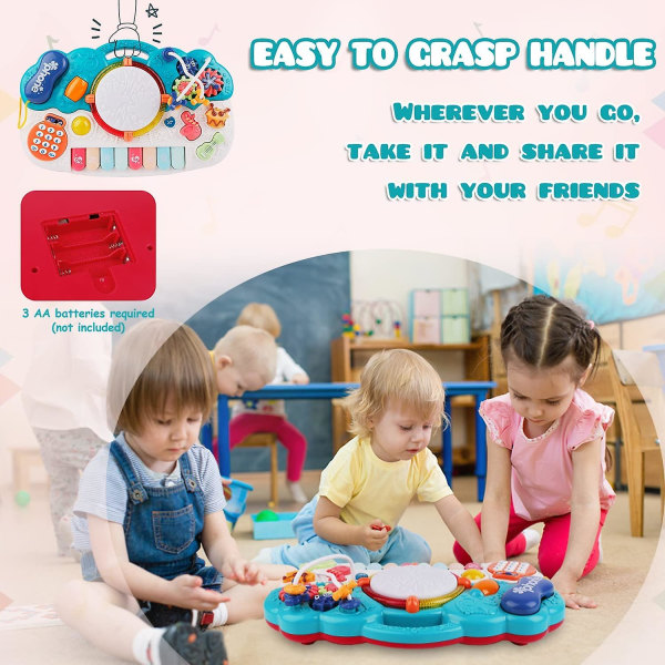 Baby 12 till 18 månader - musikalisk leksak för småbarn 1 2 3 år gammal Light Up Babies Toy 6-i-1 tangentbord Piano Telefon Set Spädbarnsleksak