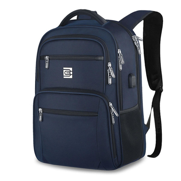 Uusi kannettavan tietokoneen reppu, liikematkareppu USB-latausportilla, korkeakoulureppu, vettähylkivä Blue 18 inch
