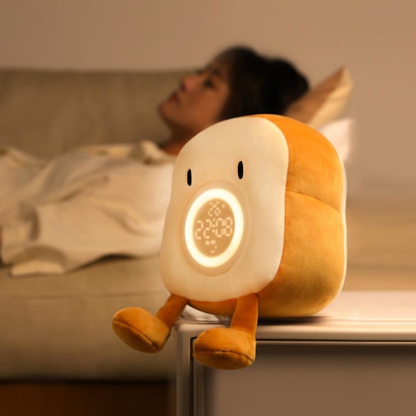 Nattlampe Plysj, Morsom Toastbrød Plysj Søt Fylt Vekkerklokke Soverom, Nattbordslampe Jentegave style  style2