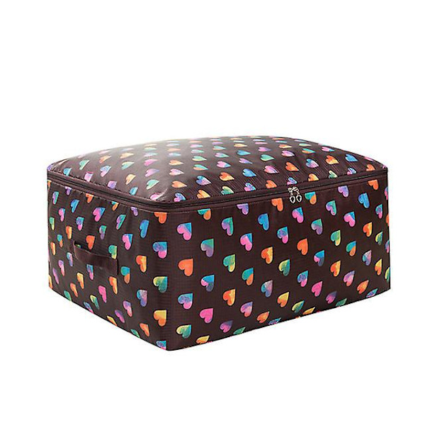 Hjärtmönstrad förpackningslåda oxford förvaringsväska för kläder hushåll resväska hållbar strumpa slips förvaringslåda garderobstäcke arrangör Jiuhongyanzhihua Xl 60x50x28cm