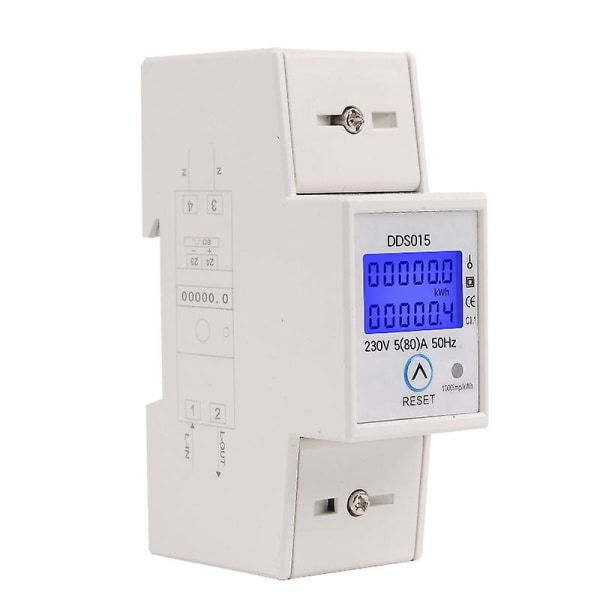 1kpl 5-80a 230v 50hz Yksivaiheinen Energiamittari LCD-taustavalolla, dds015 Din-kiskoon Asennettava Kwh-mittari (230v 5-80a 50hz)