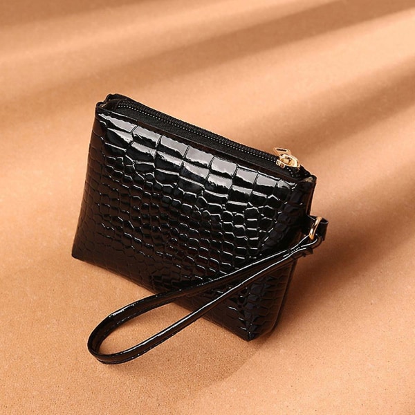 Solid Color Card Coin Wallet Handbag Pu Change Bag Mini Coin Purses Female Zipper Crocodil