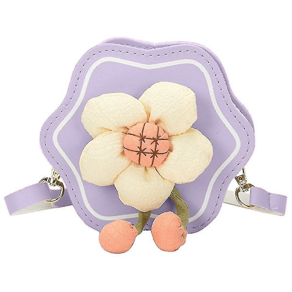 Piger Crossbody Taske, lille Blomst Mini Pung Til Børn Tilbehør Taske Pu Cross-shoulder Taske purple