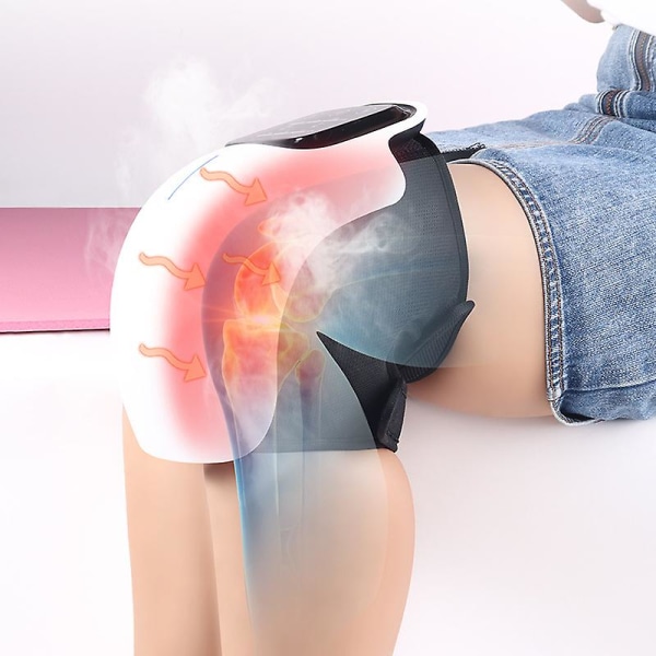 Knämassageapparat med värme och knådning för smärtlindring Infraröd vibrationsfysioterapi för knä för kramper och leder LED-display