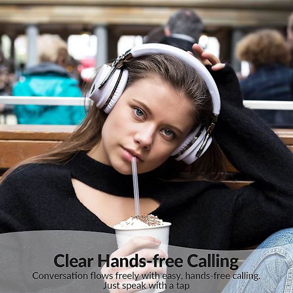 Active Noise Cancelling Hovedtelefoner Bluetooth Hovedtelefoner White