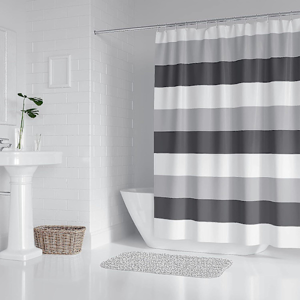 Bruseforhæng Grønt Skimmelsikkert Vandafvisende Fugle Blomster Badeværelse Grey Stripe
