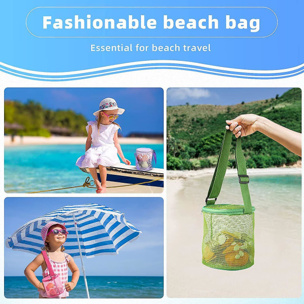PVC Mesh Conch Shell förvaringsväska Rund hink Barn sandgrävande leksak Organizer Beach Bag Purple