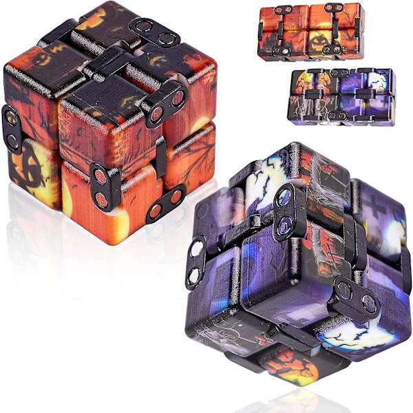 HUOGUO 2 Pak Halloween Fidget Infinity Cube Figet Figetget Figit Stress Sensorisk Cube Legetøj Spil Gave til Voksen Barn Pige Dreng