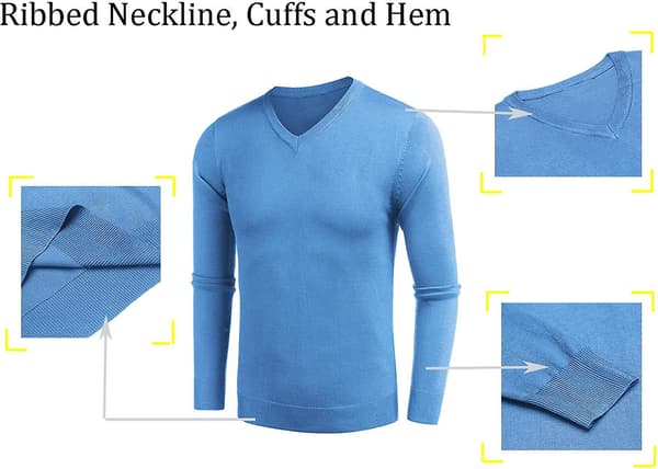 Herr Casual V-ringad tröja Ribbstickad Slim Fit Långärmad Pullover Topp
