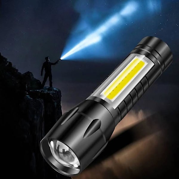 Led-uppladdningsbar, ljusstark magnetisk ficklampa med Cob-arbetslampa, vattentät, ficktaktiska ficklampor för utomhusbruk.