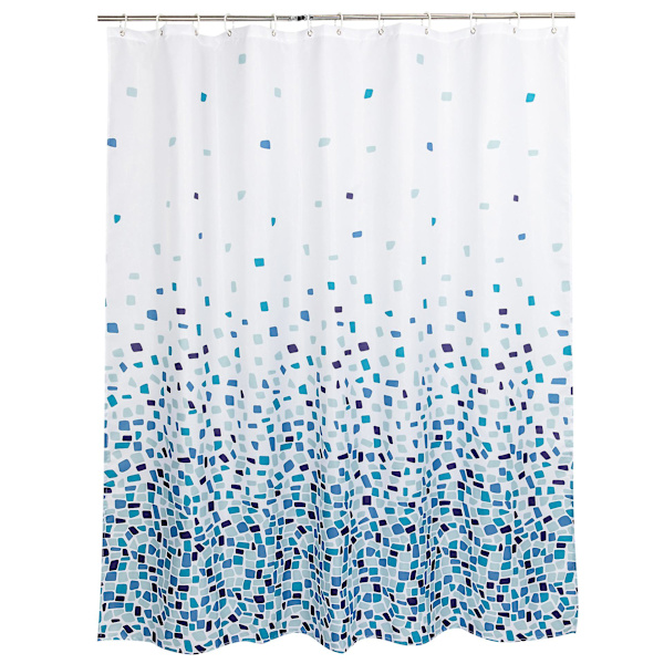Mugg- og muggbestandig dusjforheng 180 x 180 cm (71 x 71 tommer) - Polyester - Mosaikkmønster - Blå