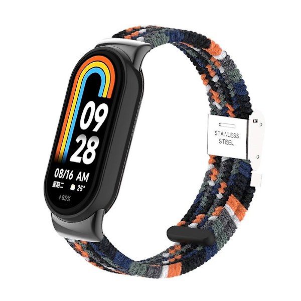 Til Xiaomi Smart Band 8 Flettet Nylon Urrem Justerbart Spænde Elastisk Rem Denim