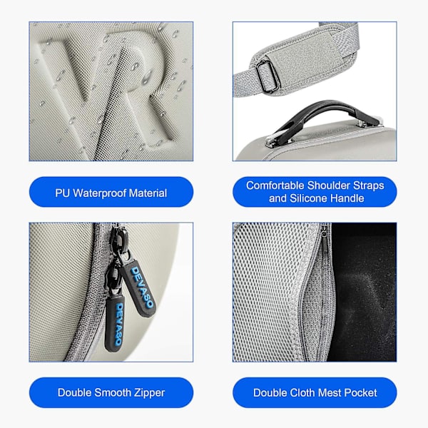 DEVASO Opbevaringstaske i PU-læder til PlayStation VR2 VR-briller Stødsikker Tote Crossbody Taske