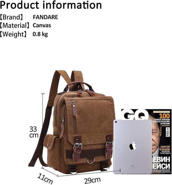 Pustende Canvas Ryggsekk For Menn, brun B