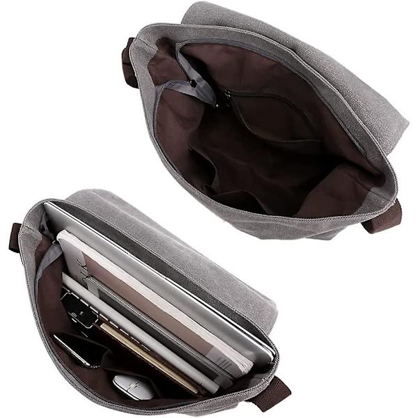Herre Skuldertaske, simpel Canvas Messenger Taske Herre Skoletaske. Acsergery (sort) Gave